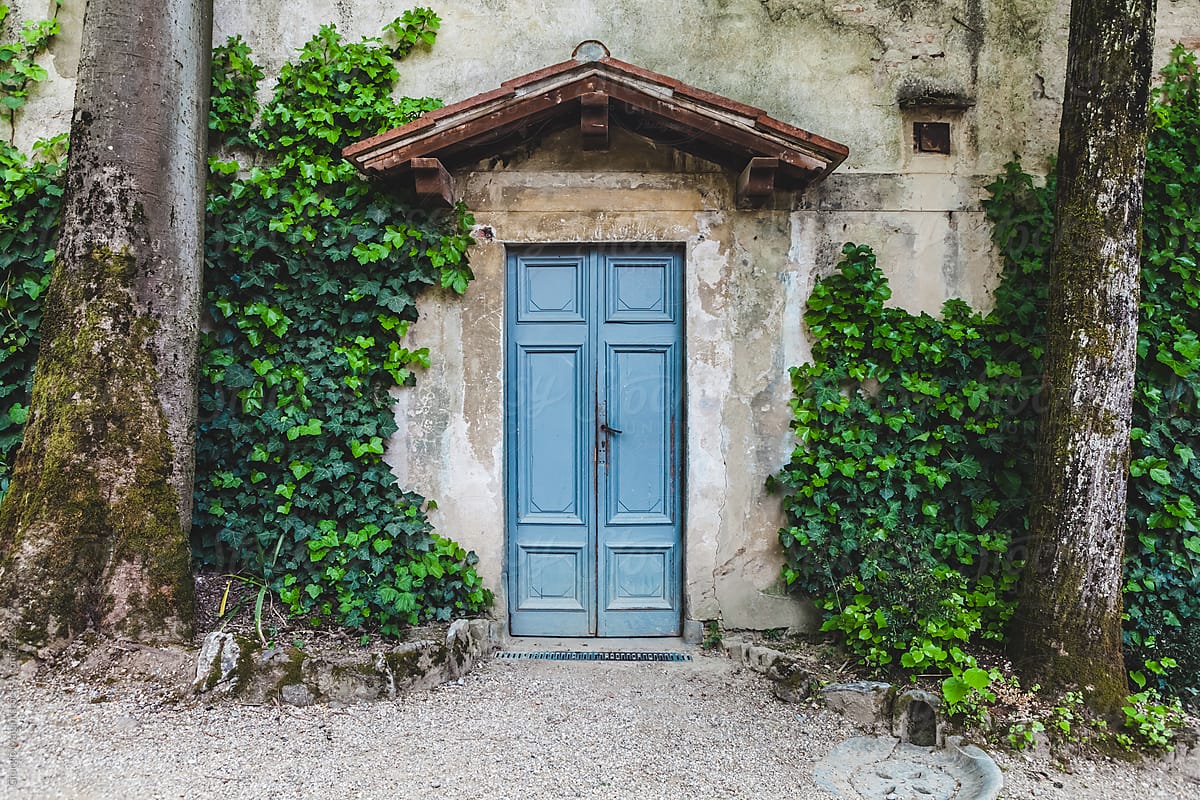 Old Blue Door in Italian Alley