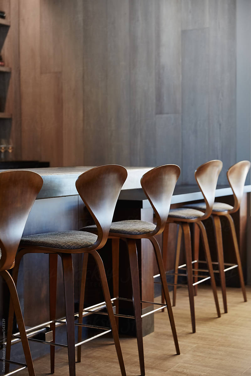 Bar stools and lounge at luxury upscale restaurant