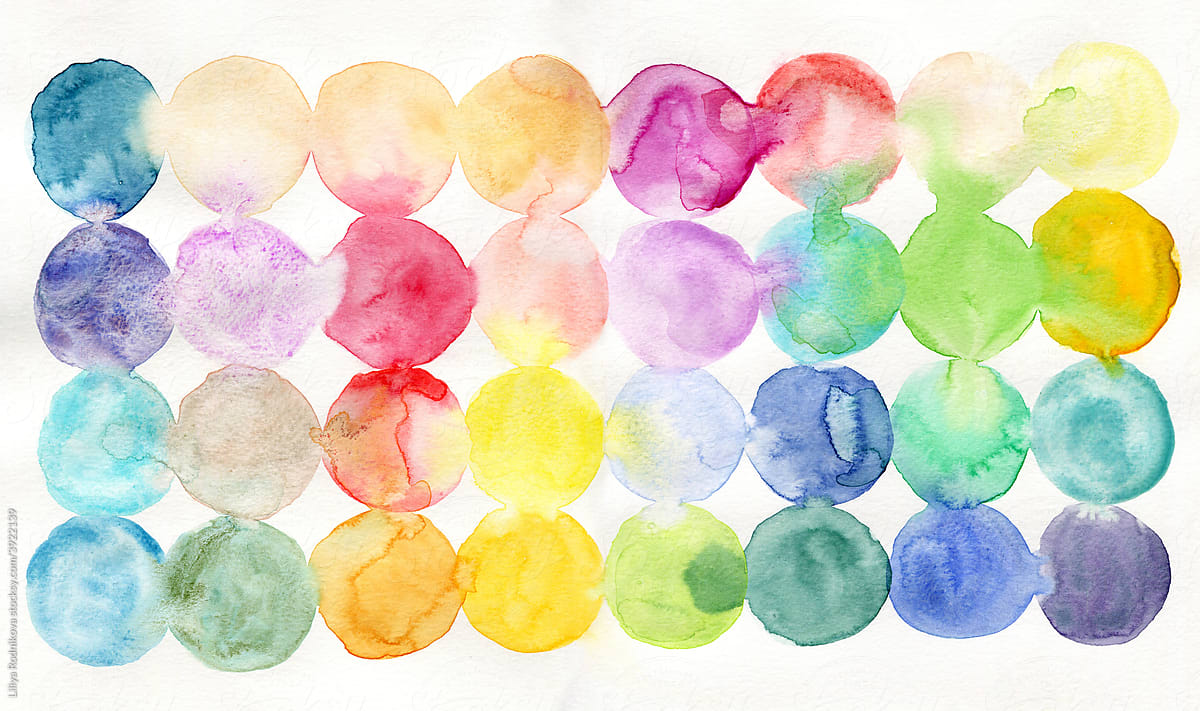Watercolor colorful circles background