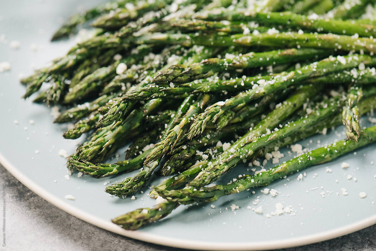 Roasted asparagus spears with Parmesan cheese Stock Image Everypixel
