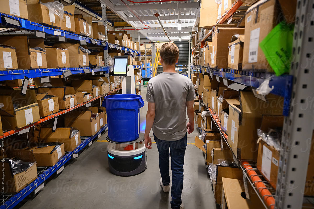 Online delivery warehouse with robots