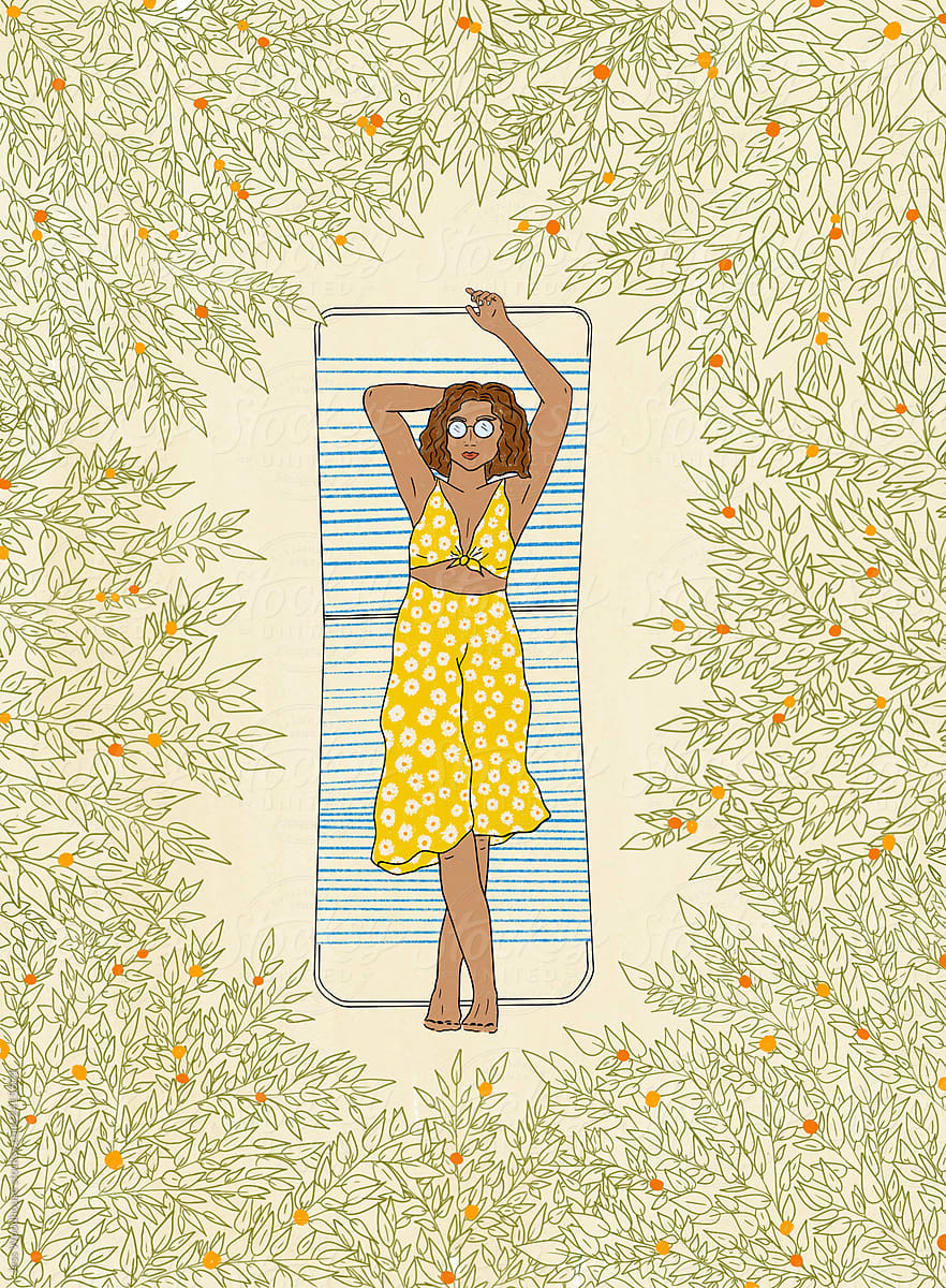 Woman on Summer Vacation Illustration