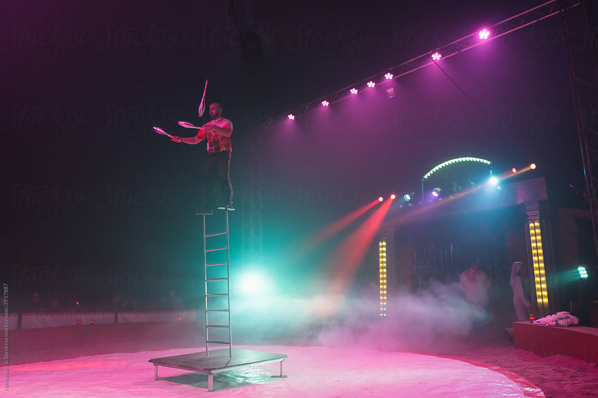 Circus Artist Performing Dangerous Trick