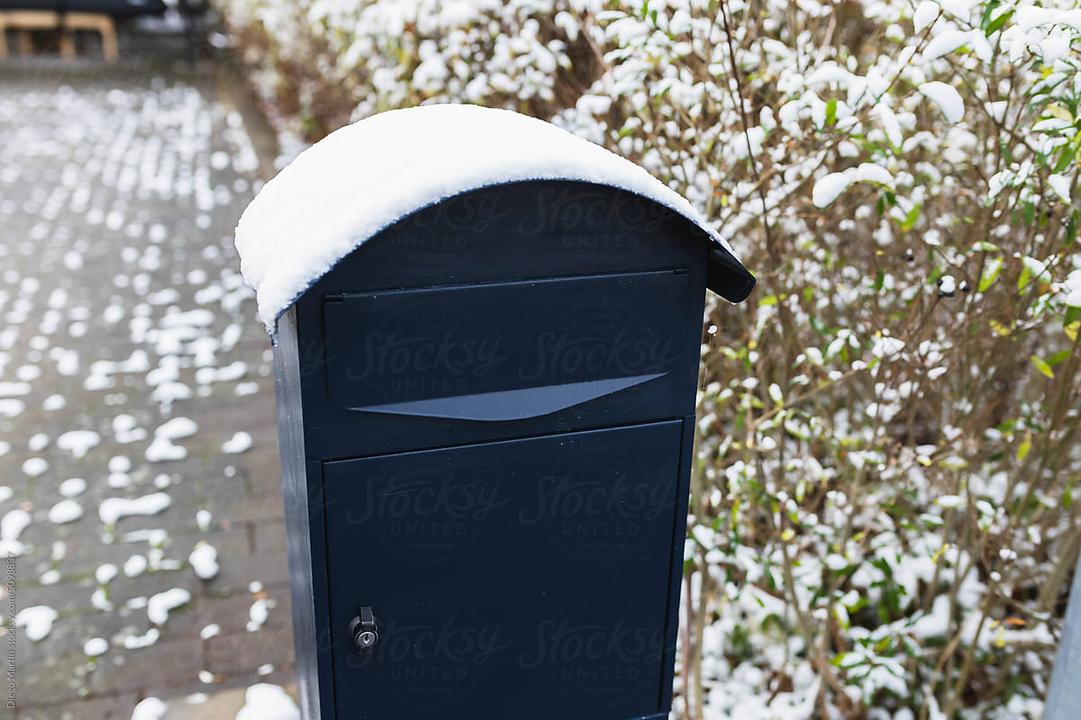 Post box outside a winter day