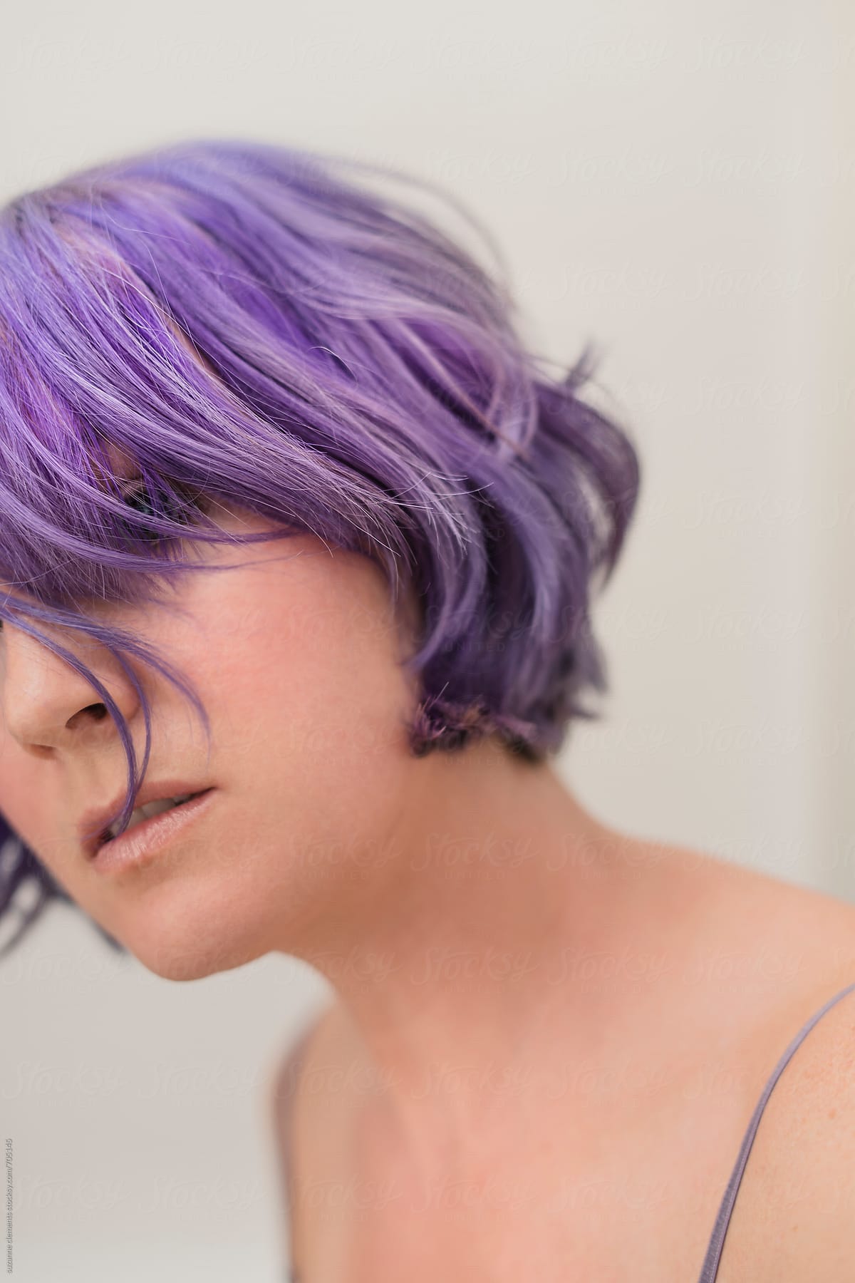 Lavender Haired Woman Portrait