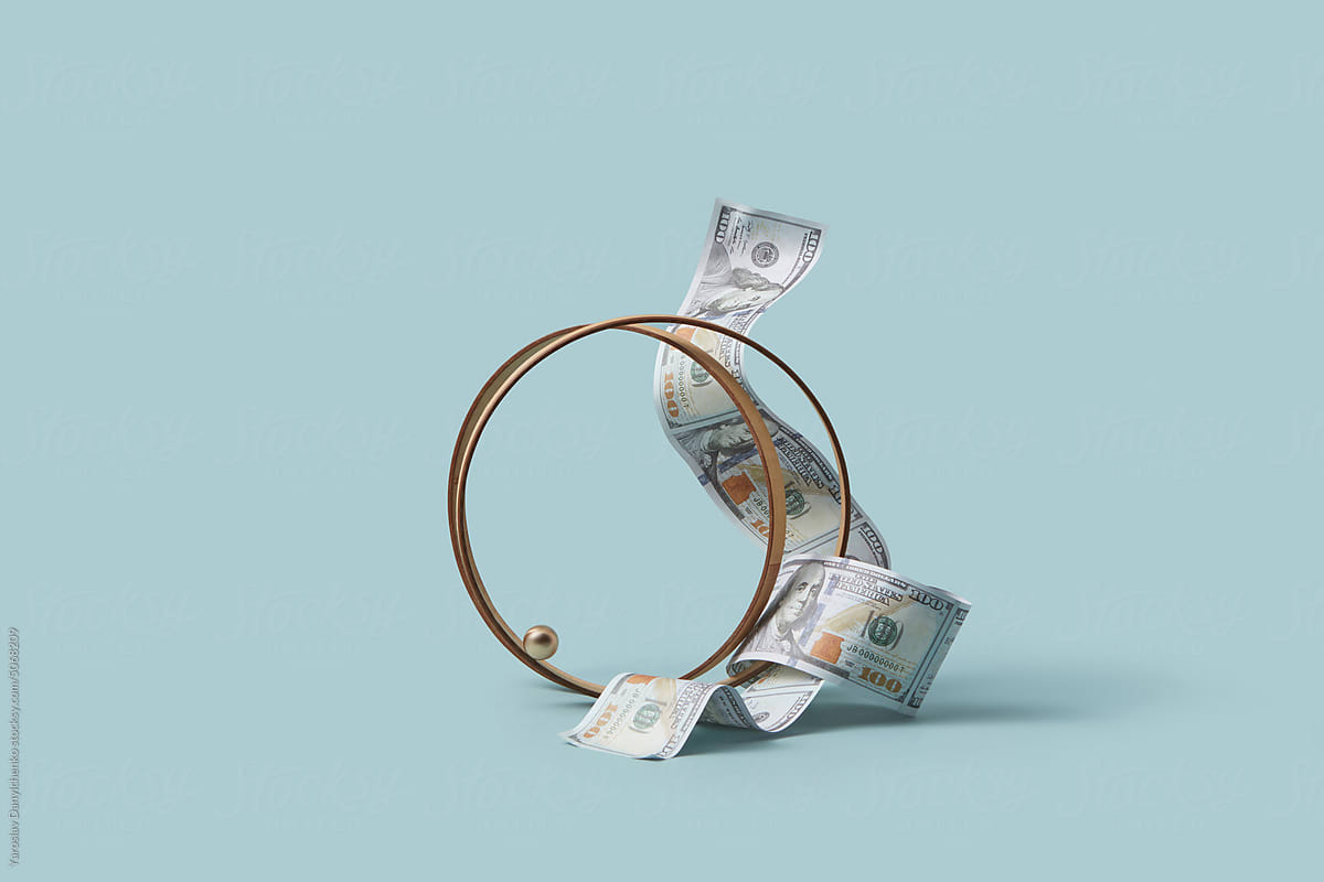 Trendy composition of long dollar in metal rings.