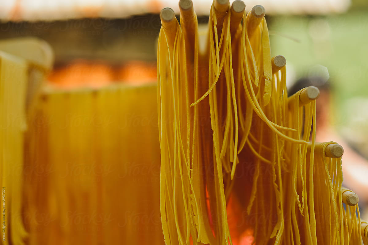 Fresh Italian pasta made by hands