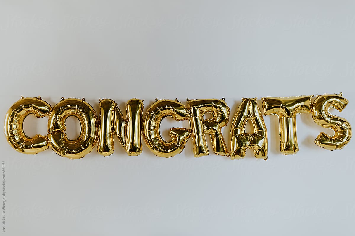 Hanging Gold Congrats Balloon Letters
