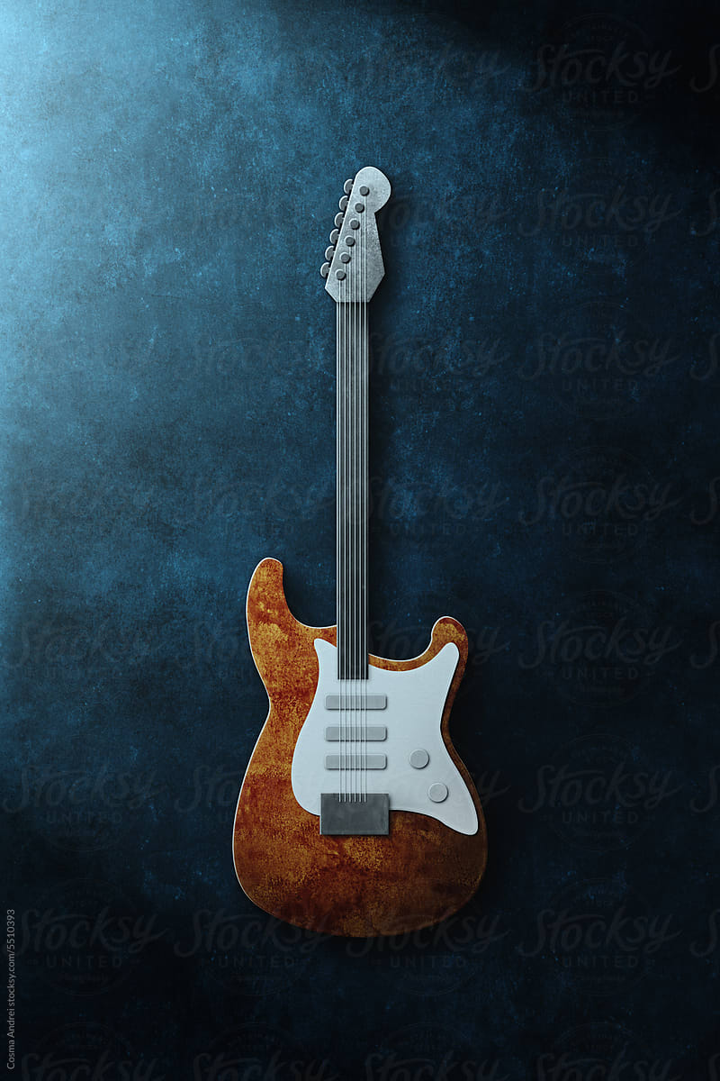 Electric guitar on blue background