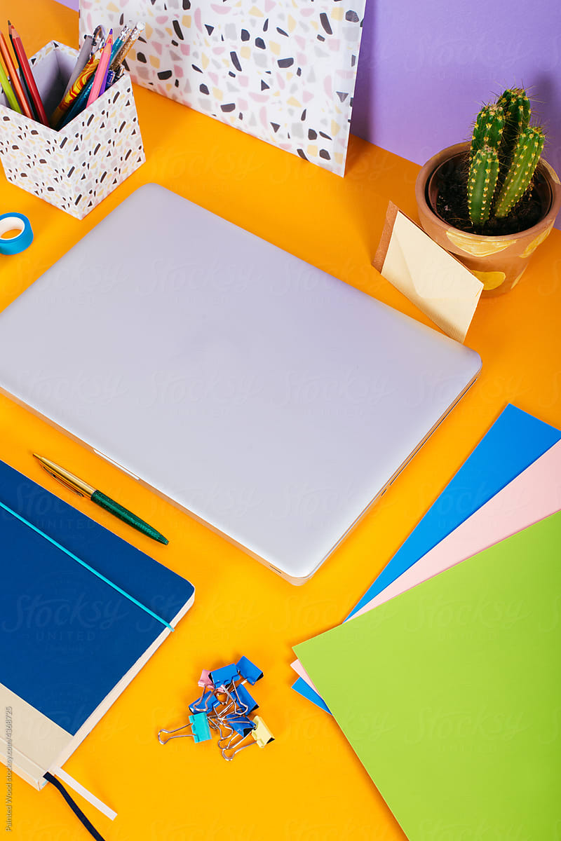 A colorful office desk