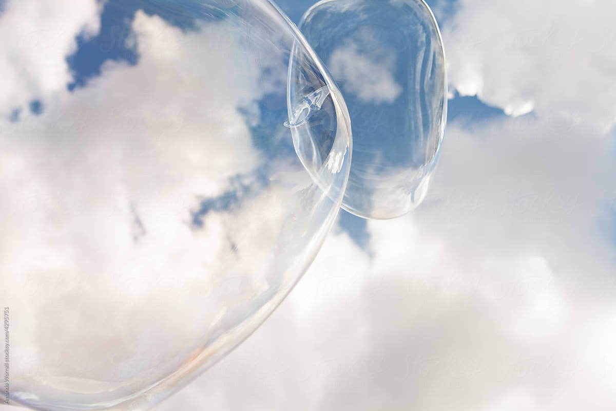 Abstract of giant soap bubble on a summer day