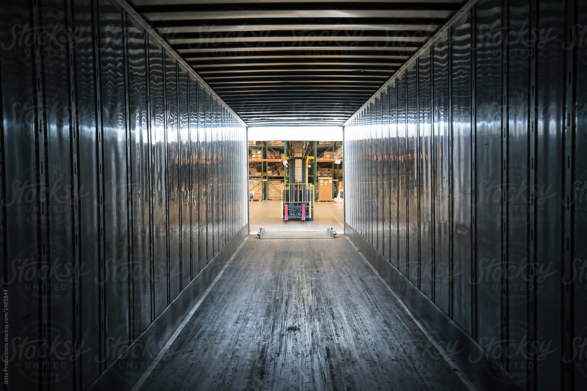 Trailer interior at warehouse loading dock