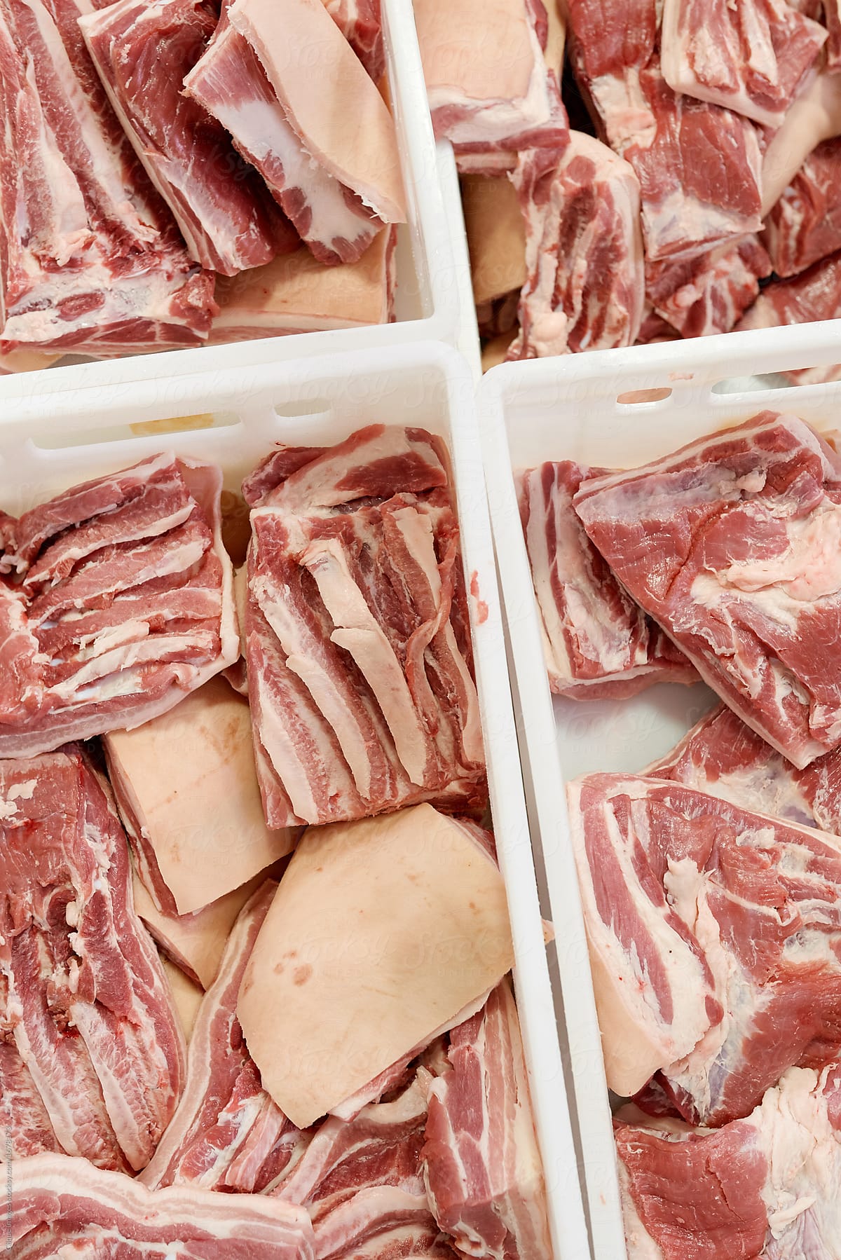 Pork cuts prepared for sale