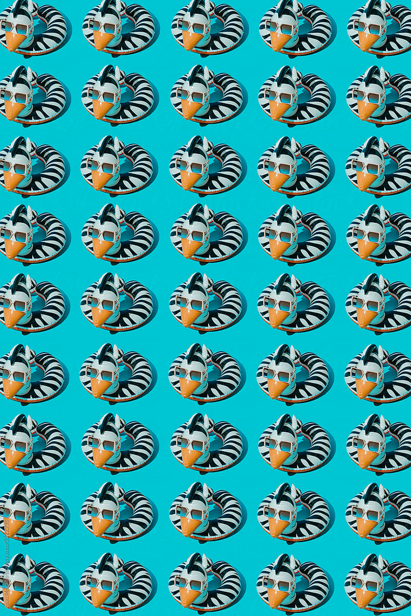 funny zebra-shaped swim rings using sunglasses