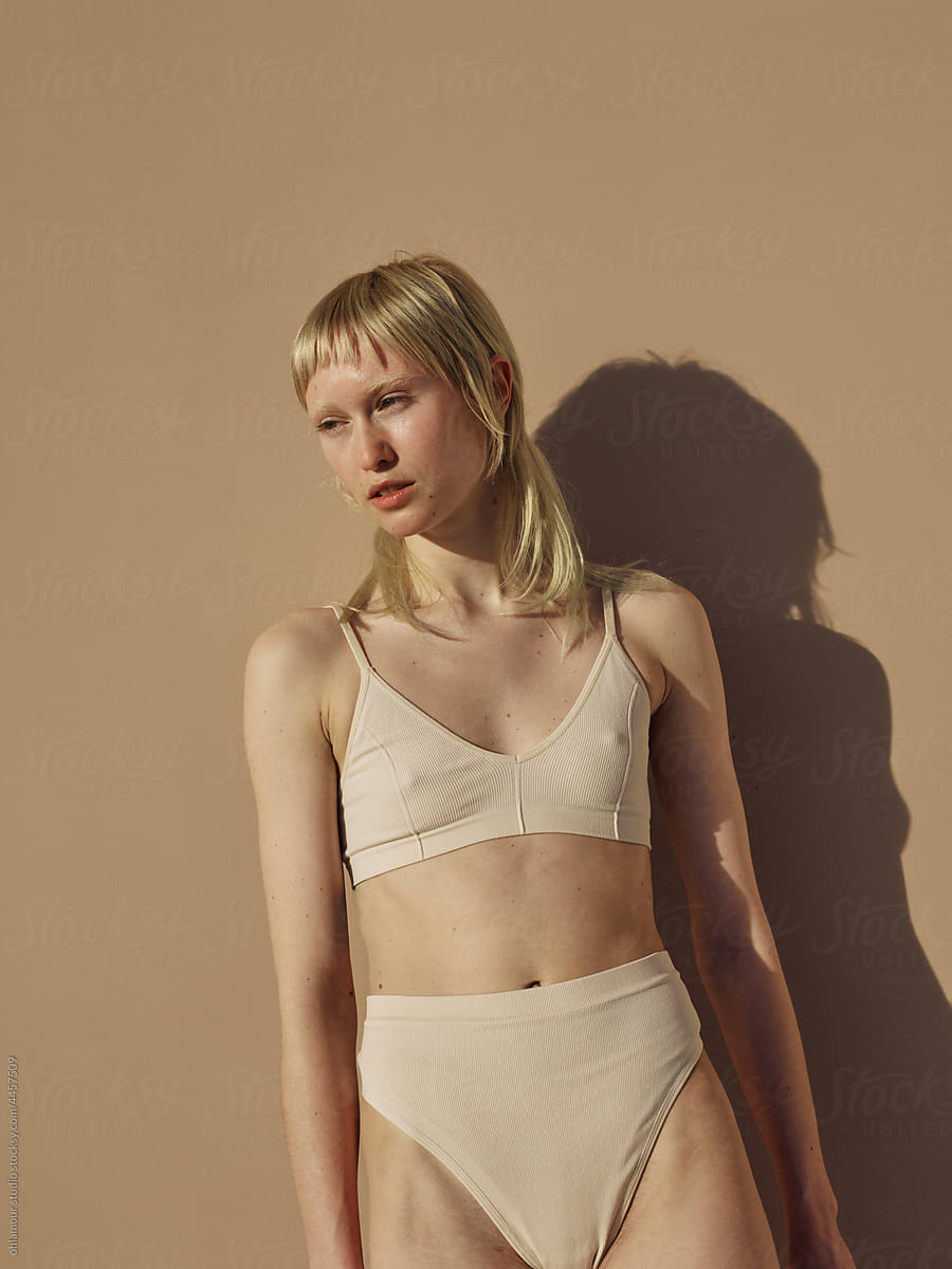 Powerful and secure young woman wearing second skin underwear
