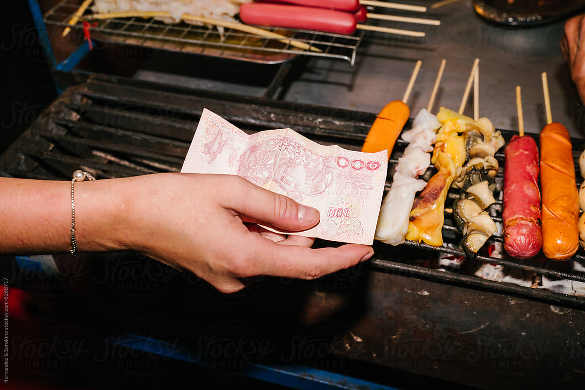 Buying Street Food In Asia Concept