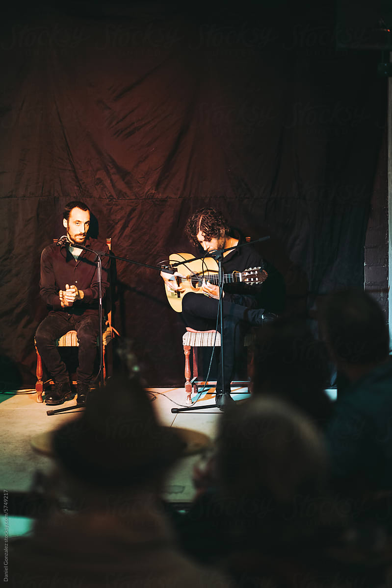 Group of musicians performing flamenco music
