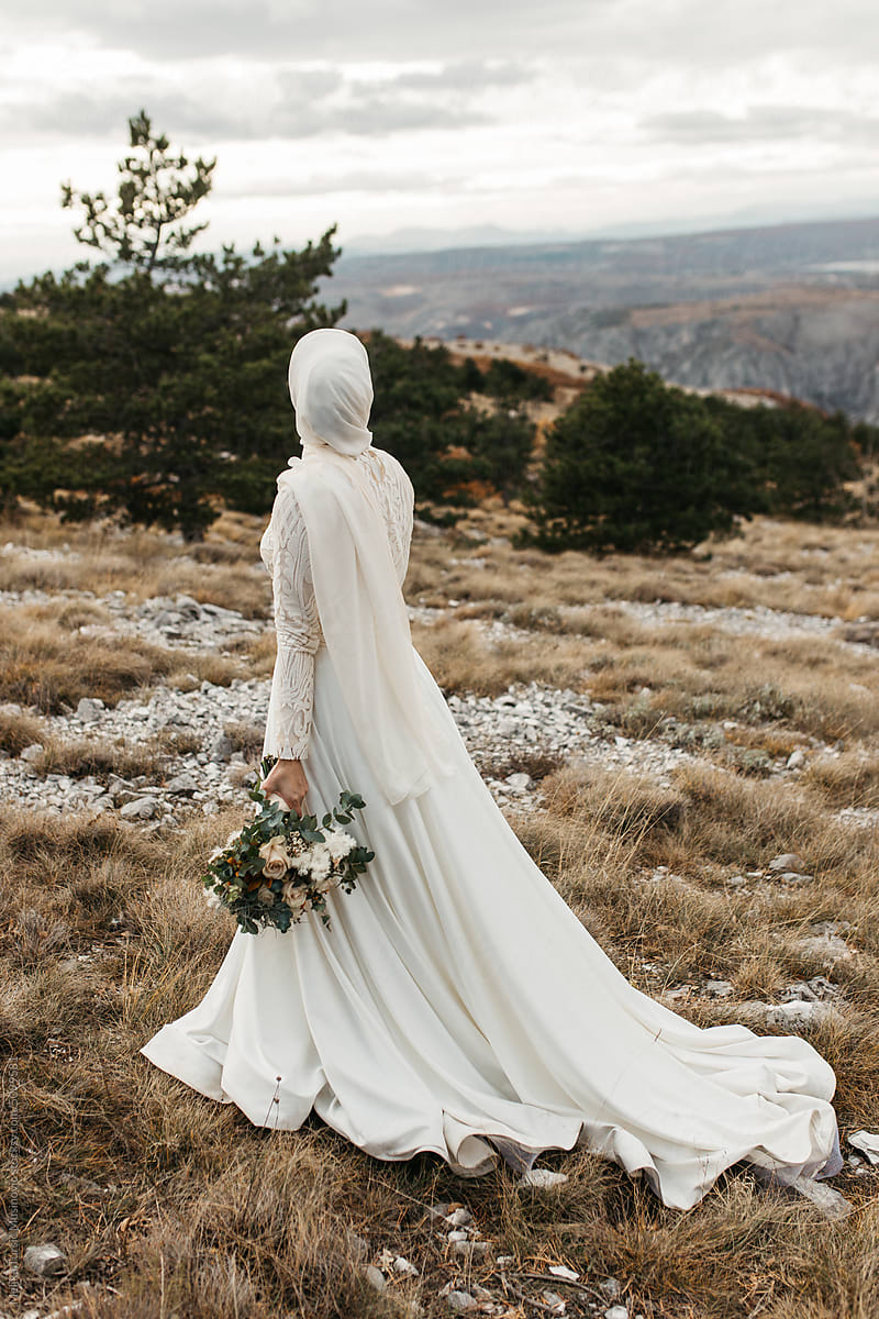 Portrait of beautiful elegant hijabie bride