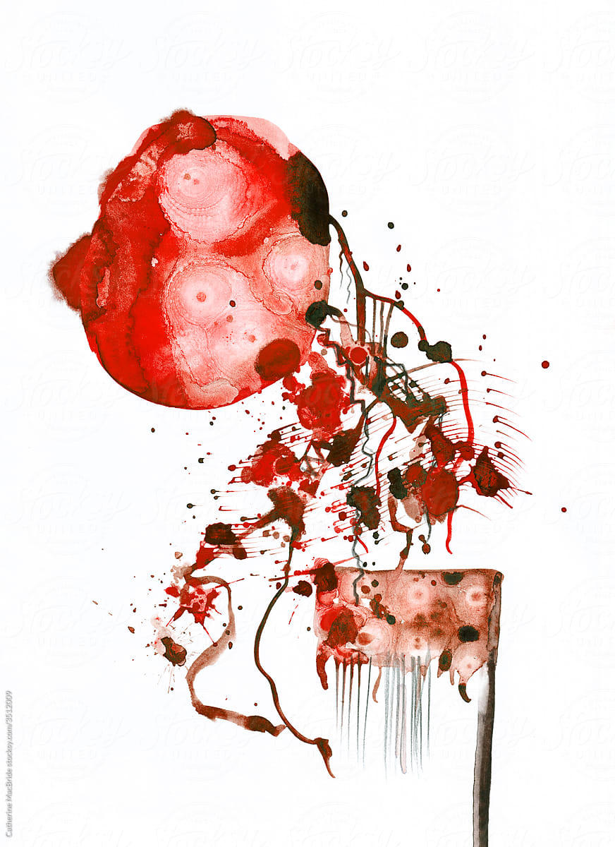 Red Abstract Watercolour Painting