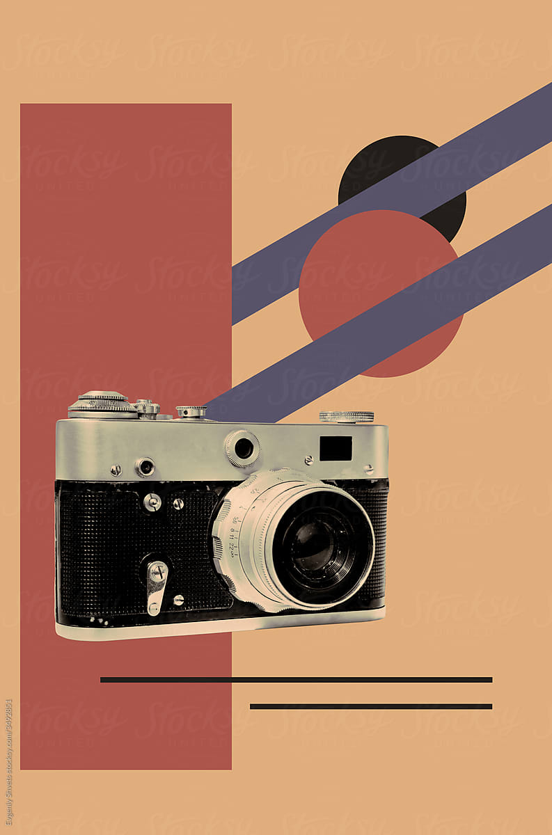 Poster with vintage film camera