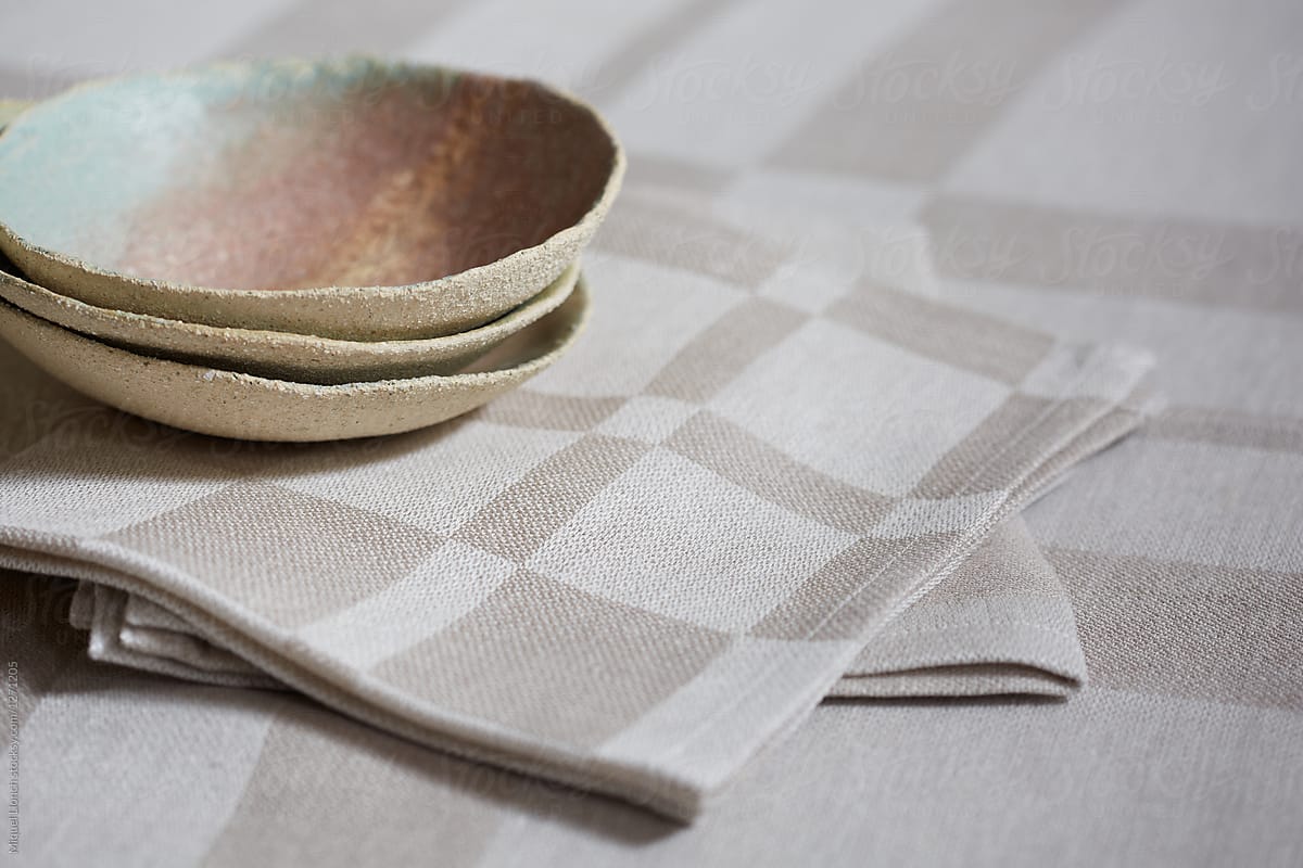 Beautiful craft bowls and napkins for a table set
