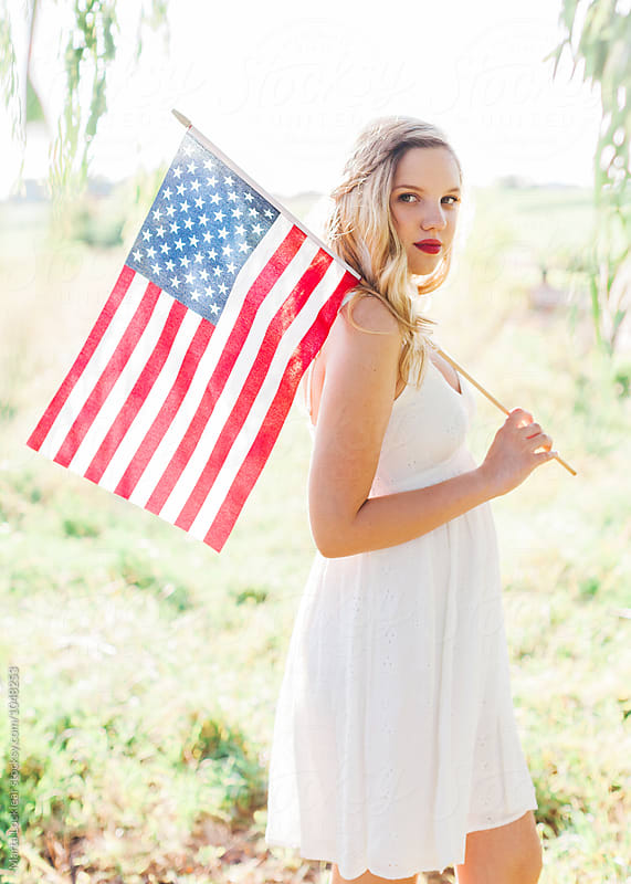 Teen girl with American Flag