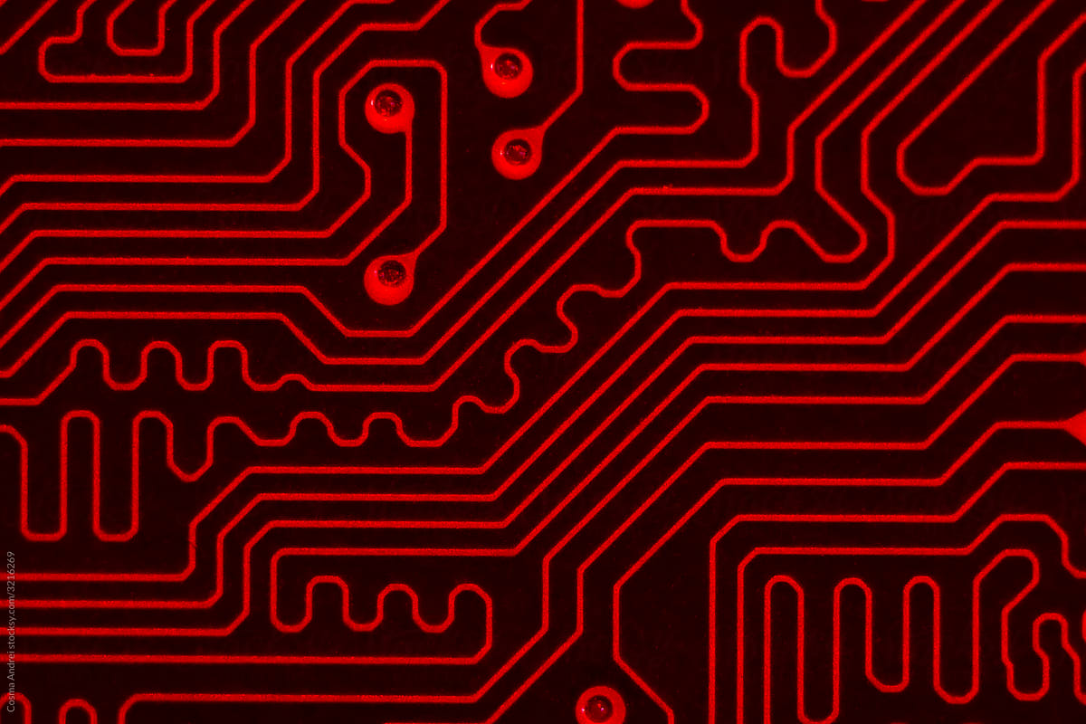 Abstract red circuit board background