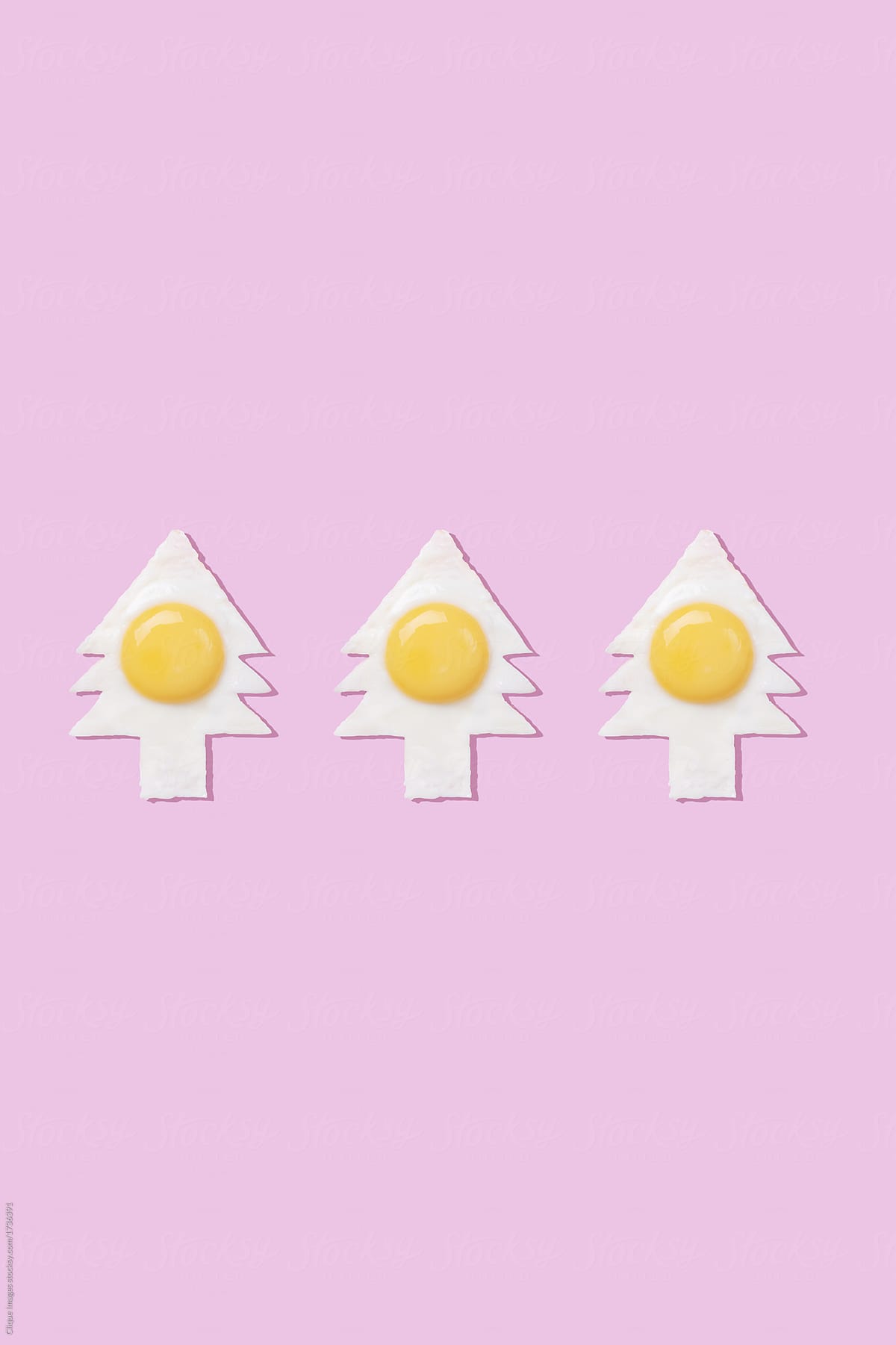 Christmas trees with fried eggs