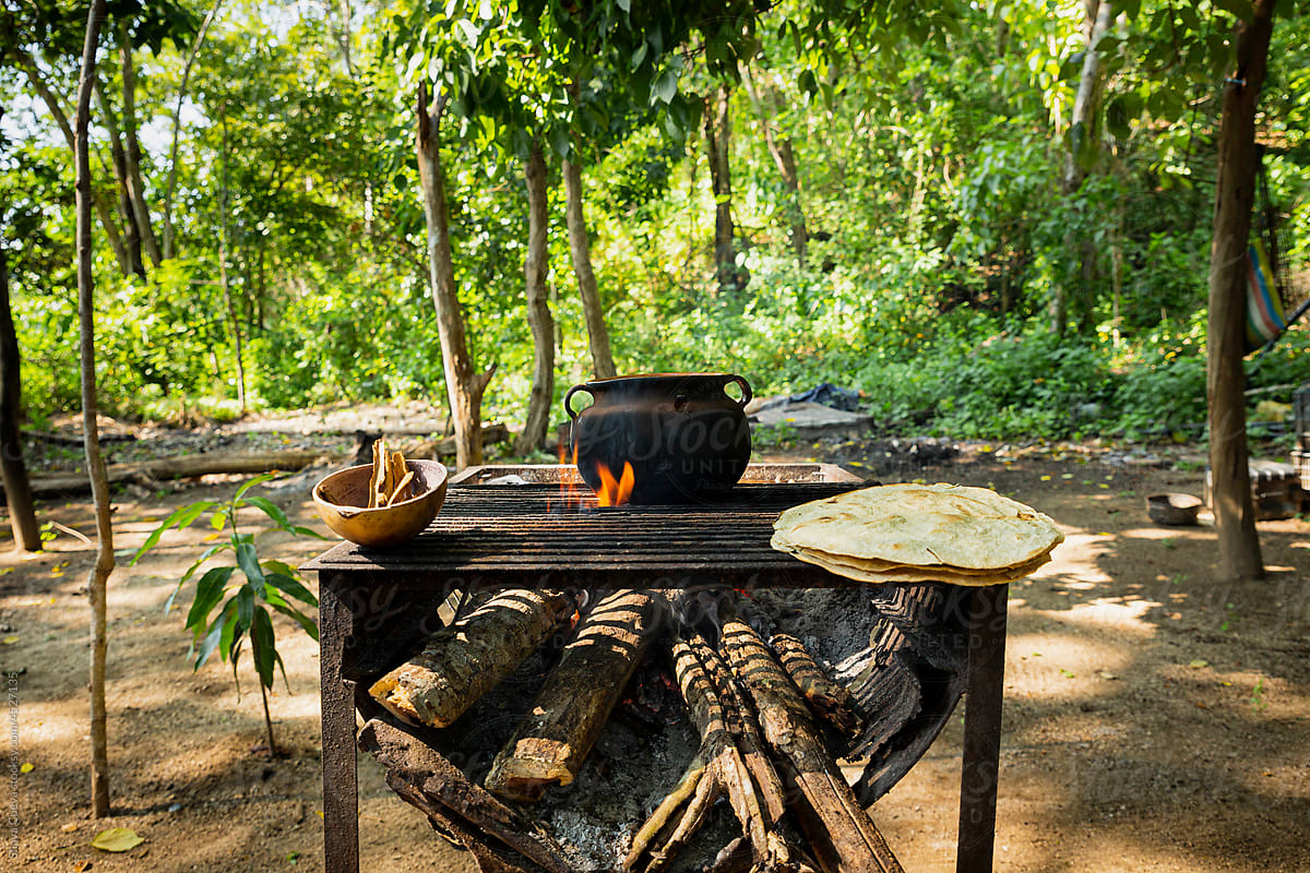 A barbecue in the middle of a jungle in Oaxaca Mexico