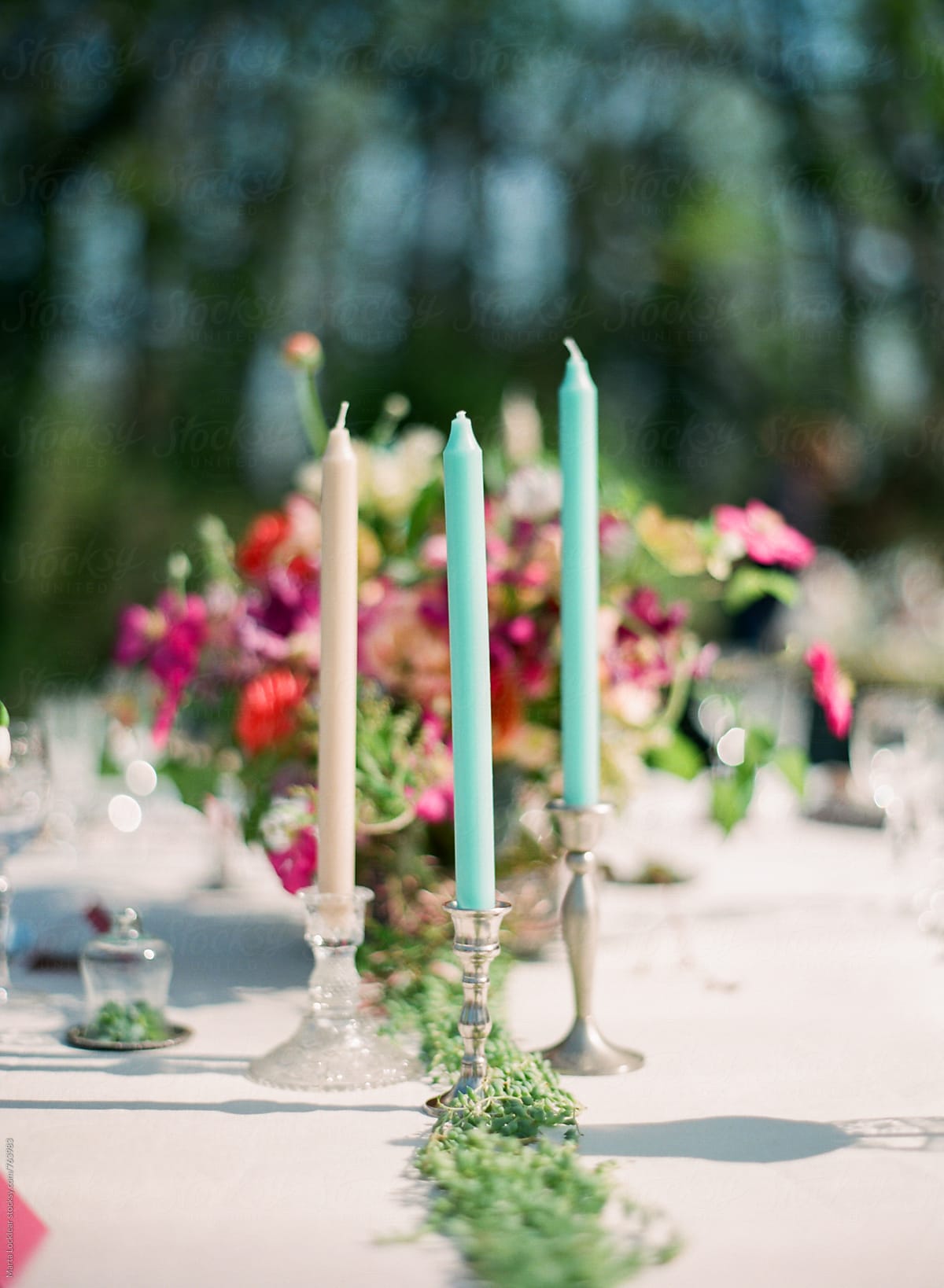 Candles on a formal dinner table