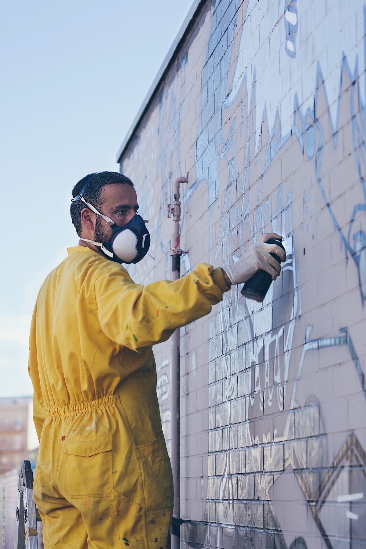 Graffiti artist at work