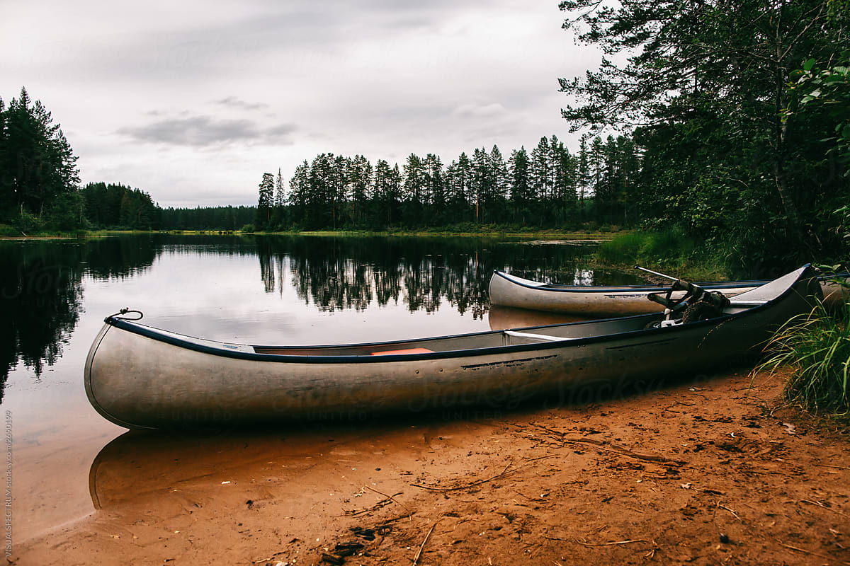 Two Canoes in Scandinavian Wilderness