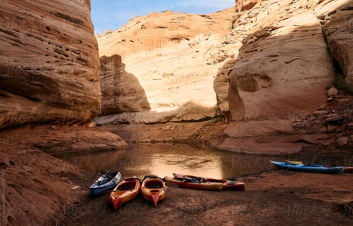 Kayaks in a remote canyon Arizona