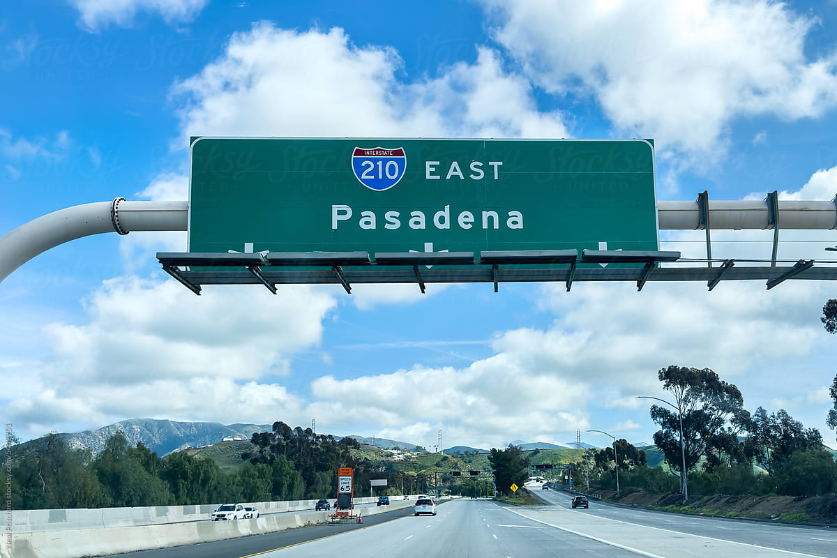 Los Angeles Pasadena freeway sign on the 210 interstate