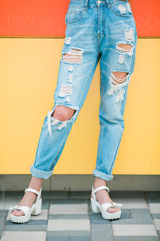 blue jeans with holes
