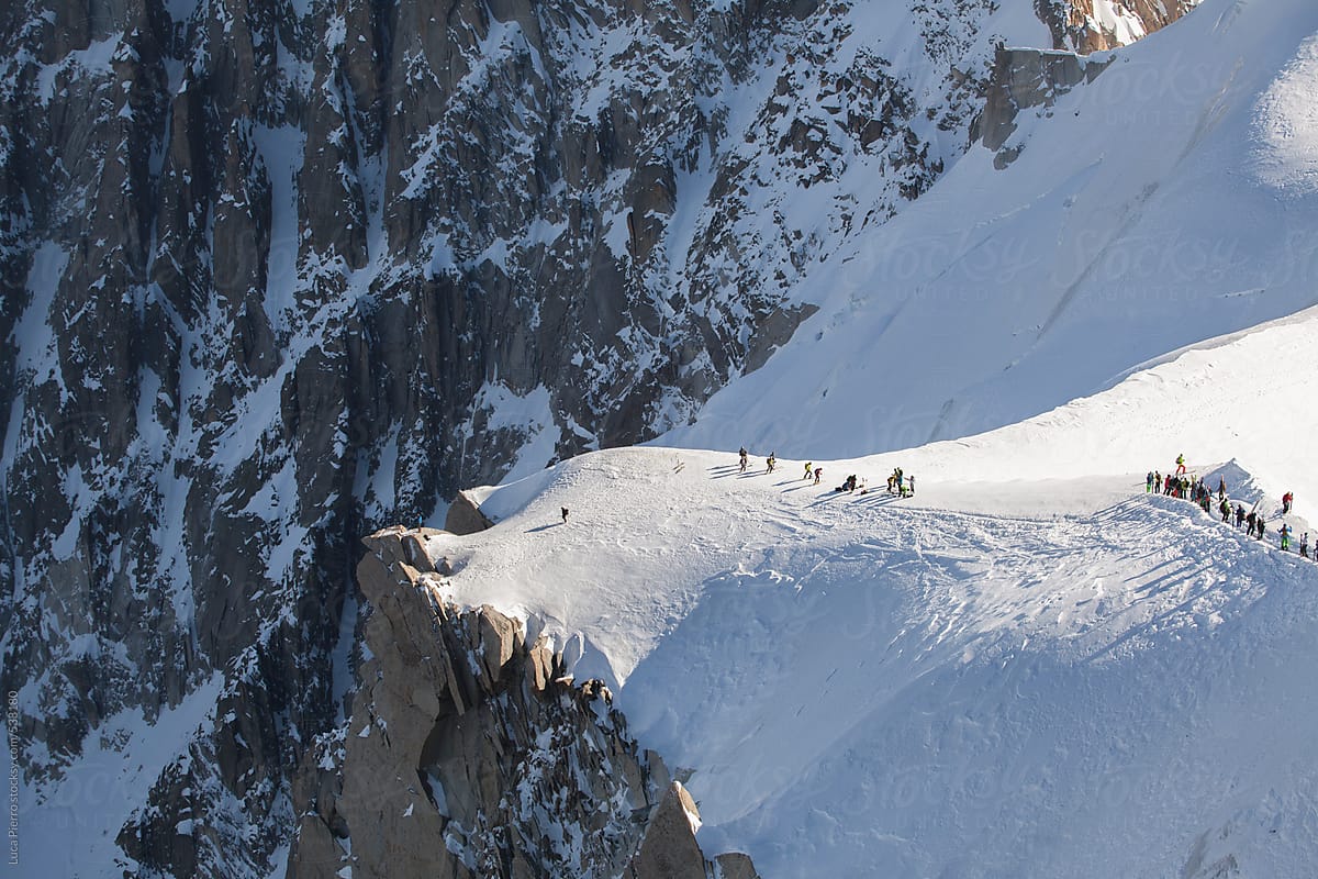 Alpinists on a cliff