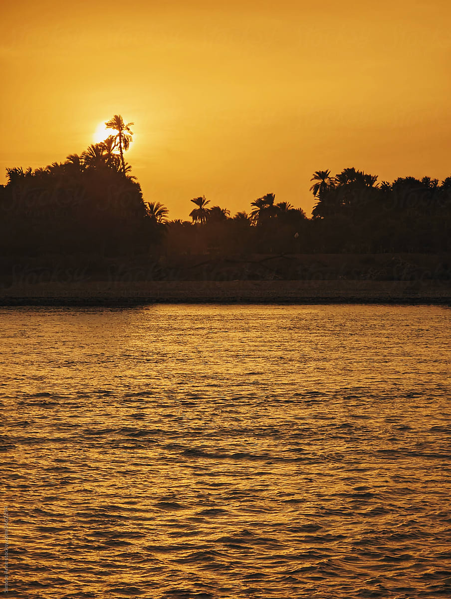 Sunset over the Nile in Egypt