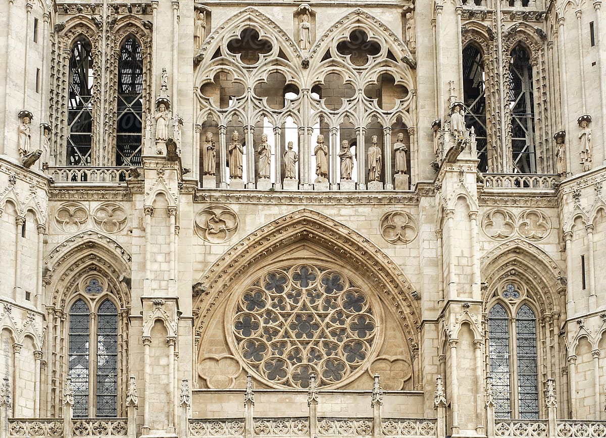 Detail facade of the Burgos cathedral (1260)