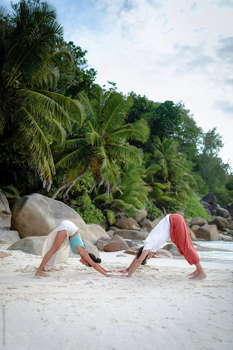 Yoga outdoor Adho mukha svanasana pose
