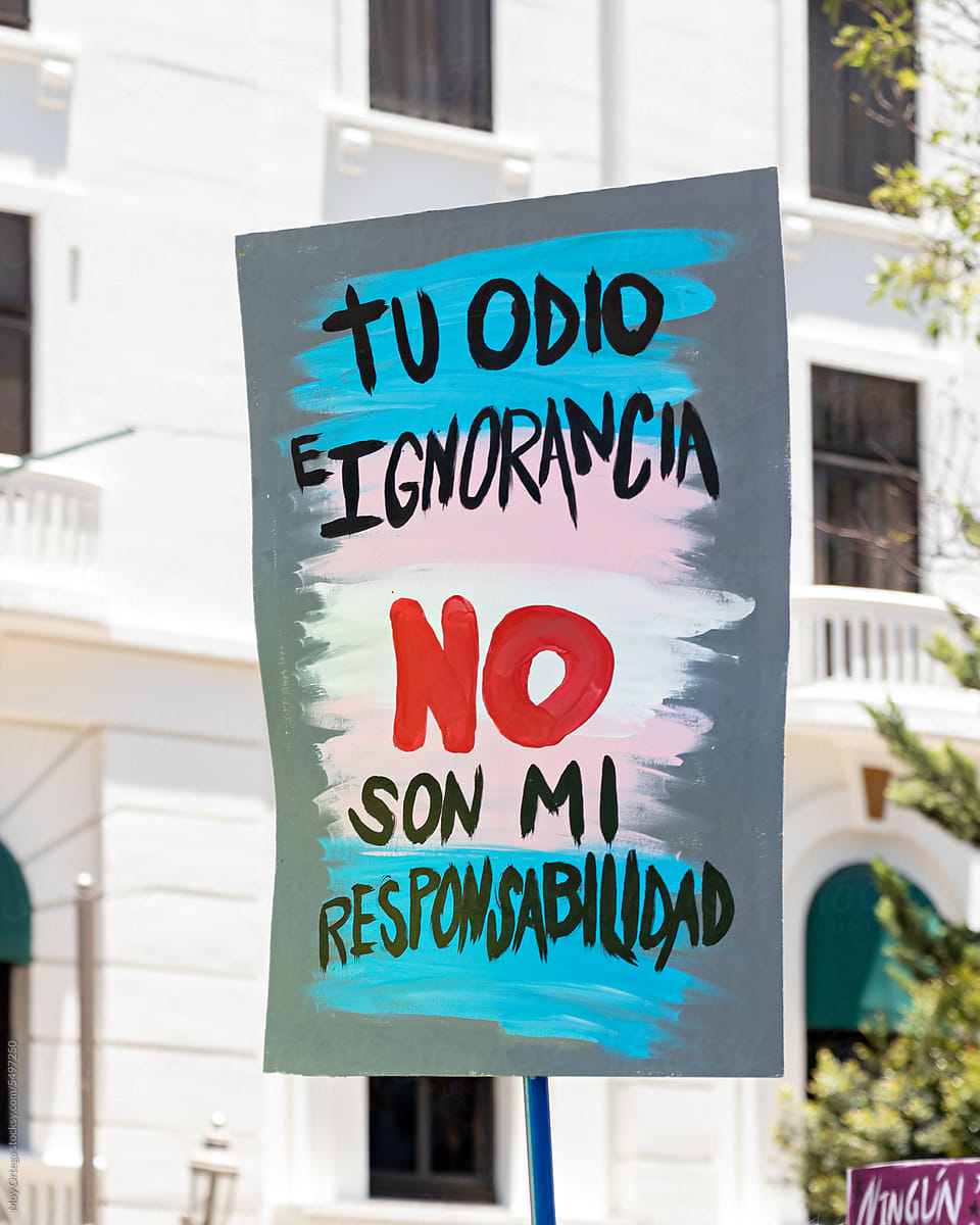 Protest Sign At The LGBT+ March In Mexico City