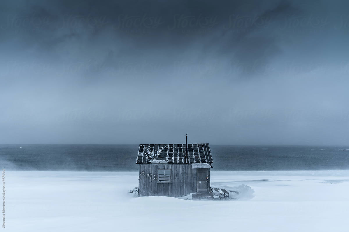 A wooden cabin in the arctic
