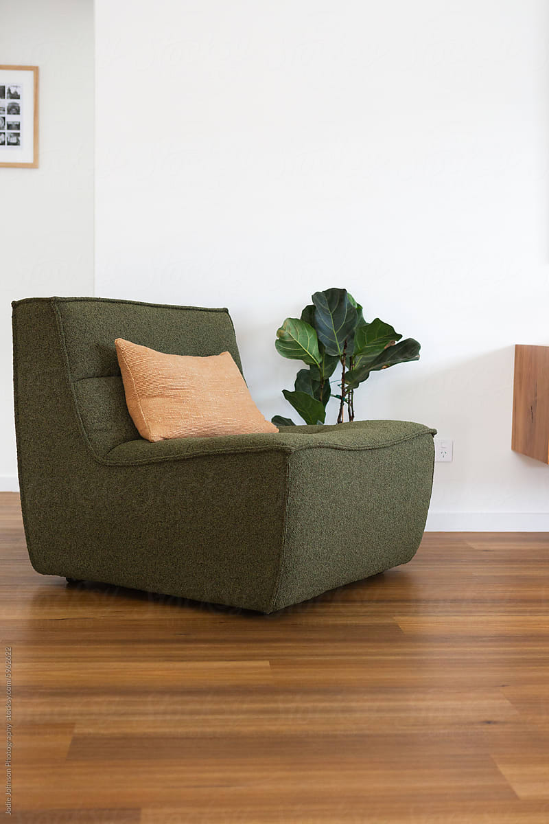 Green fabric occasional lounge chair
