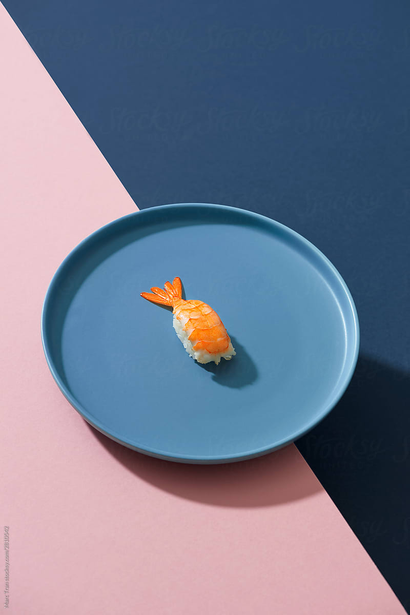 Ebi (shrimp) sushi on a plate
