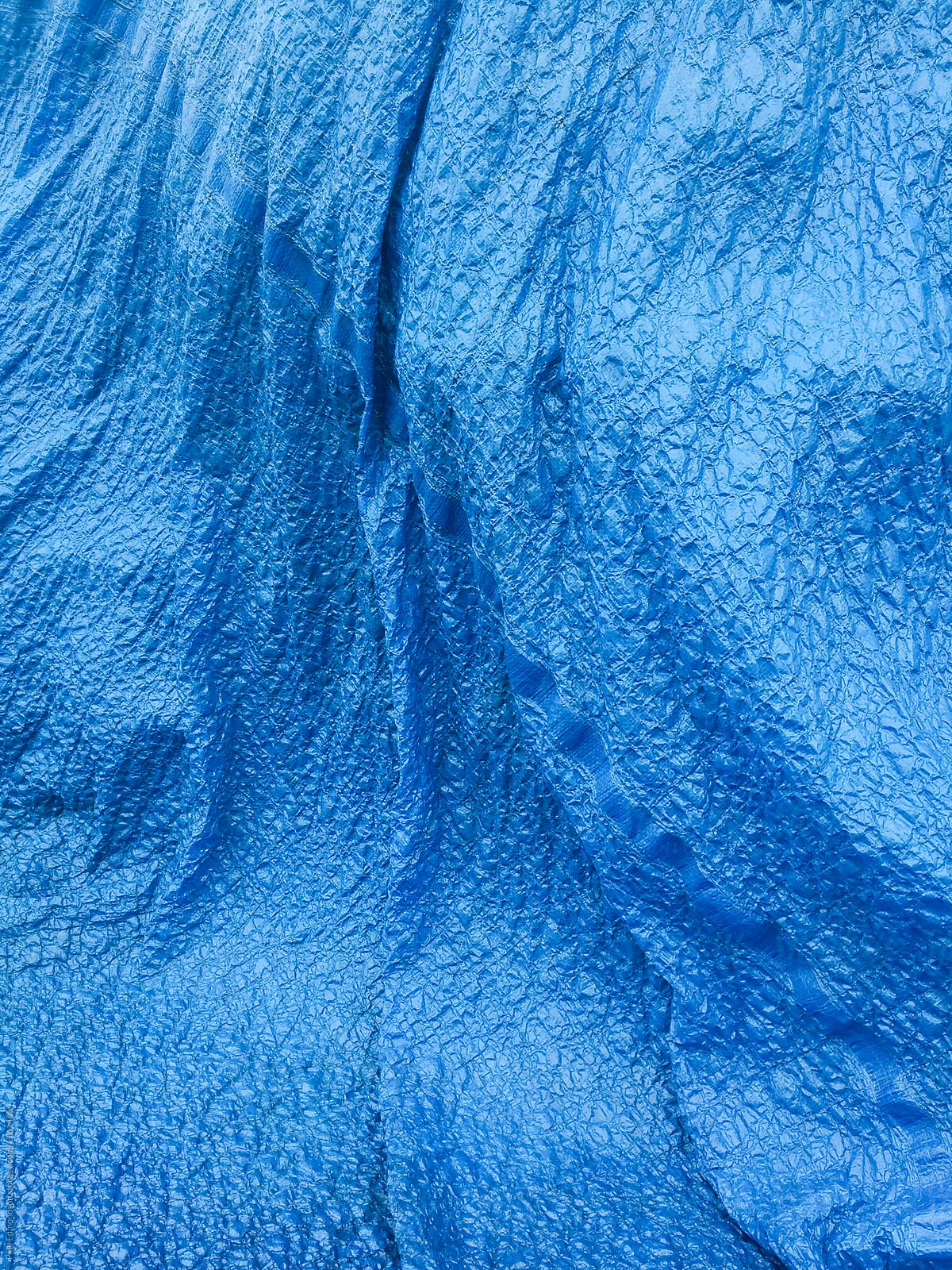 Close up of blue tarpaulin