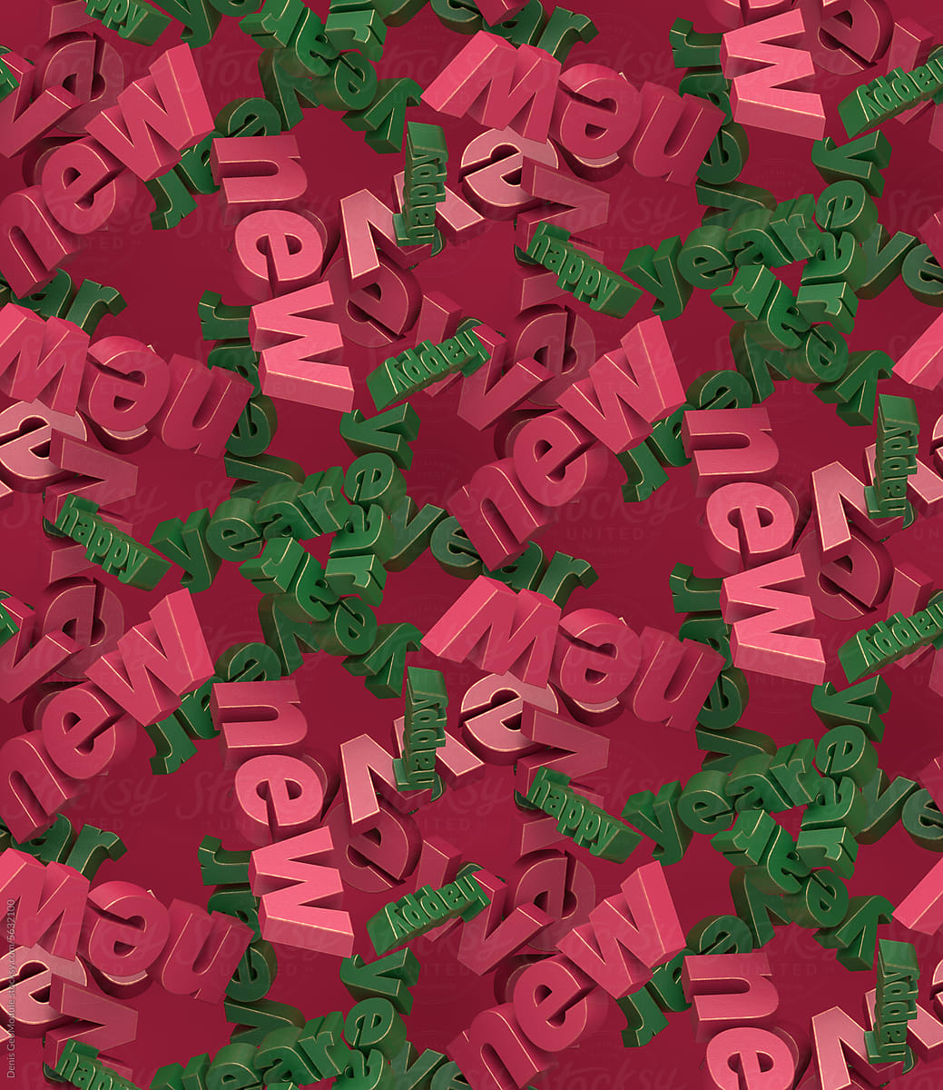 Wallpaper art of red and green words \