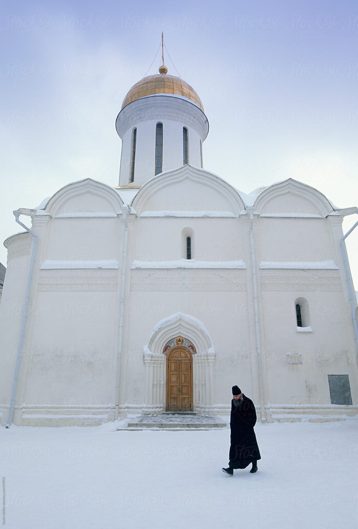Trinity Monastery of the Christian St. Sergius Cathedral of the Assumption in winter snow