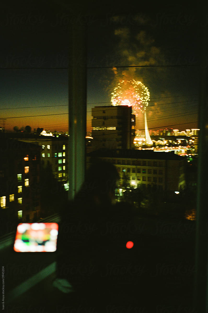 Firework at night