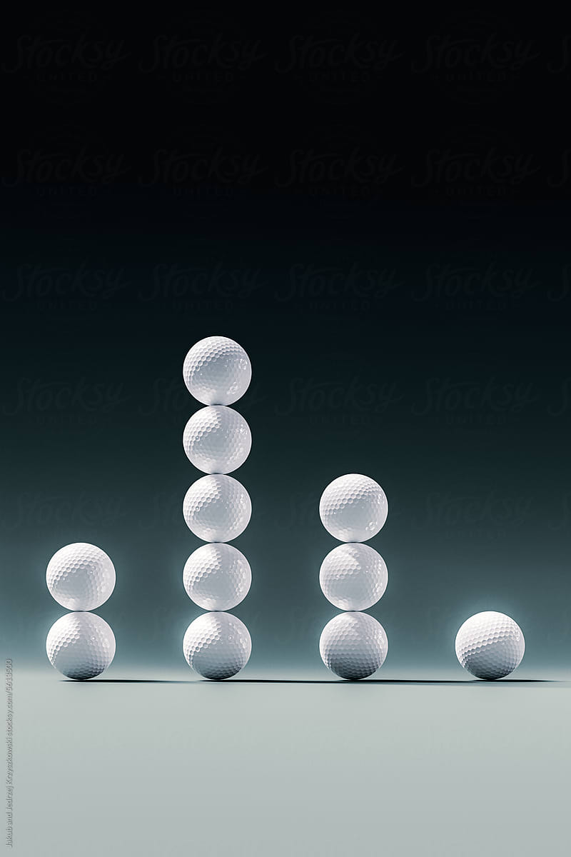 Golf Balls stacked on top of each other