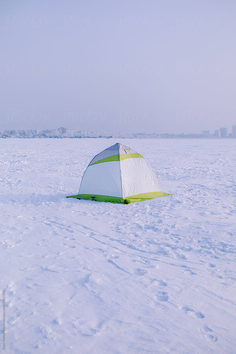 Tents on winter ice fishing
