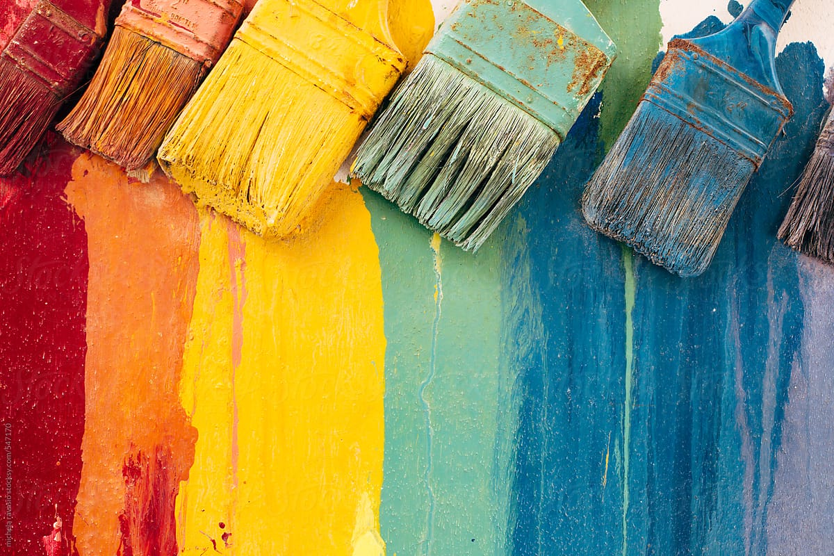 Brushes with colorful painting
